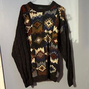 Men's Geometric Pattern Crewneck Sweater